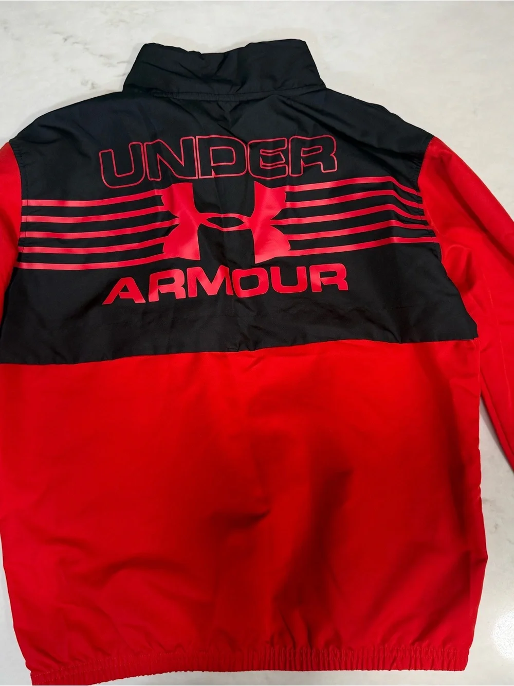 Under Armour Black and Red Kids Half-Zip Rain Pullover